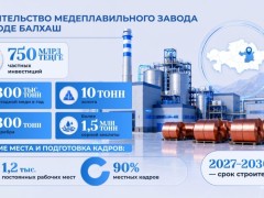 По поручению Президента в Балхаше построят новый медеплавильный завод с созданием 1200 постоянных рабочих мест