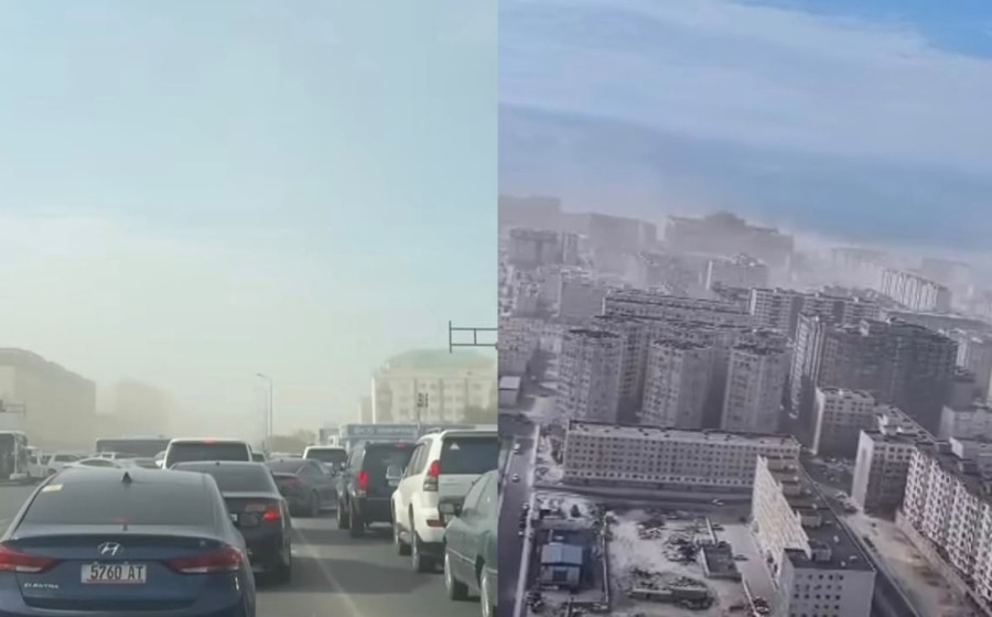 Актау накрыла пыльная буря: ДЧС предупредил жителей